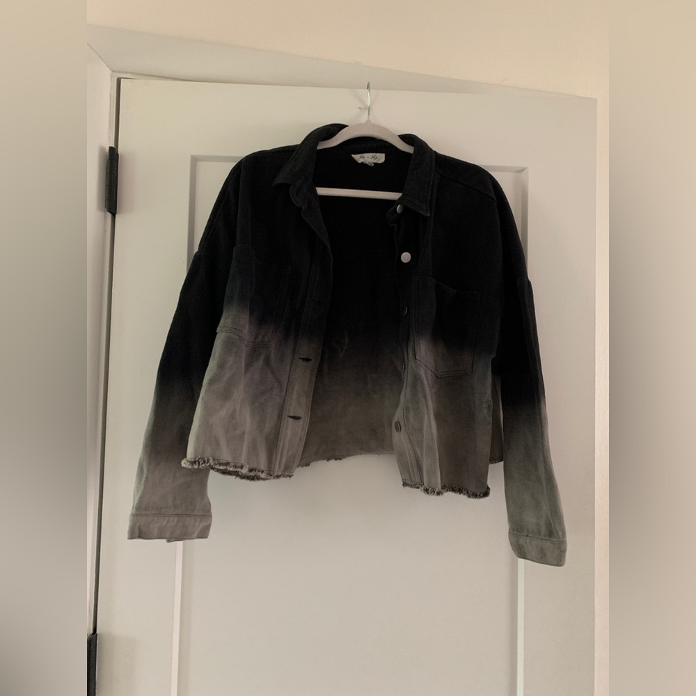 Stylish black and grey ombré jean jacket size medium